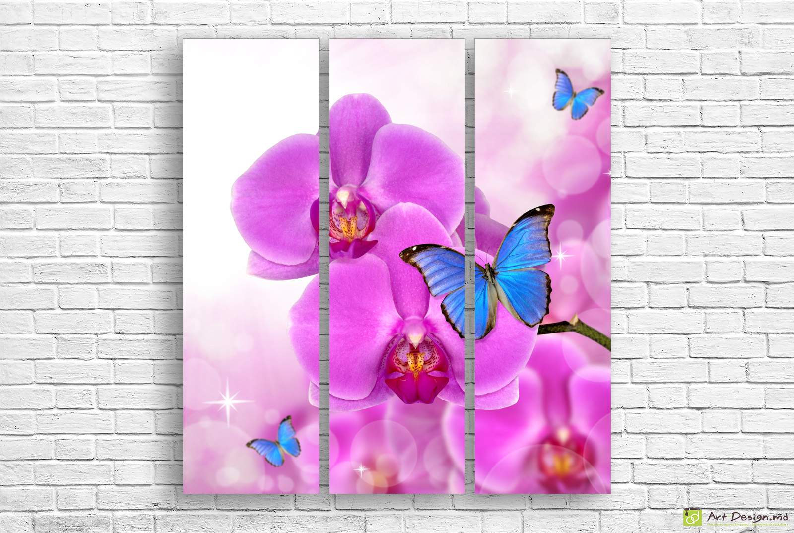 🌸 Модульная картина: Розовые орхидеи и бабочки