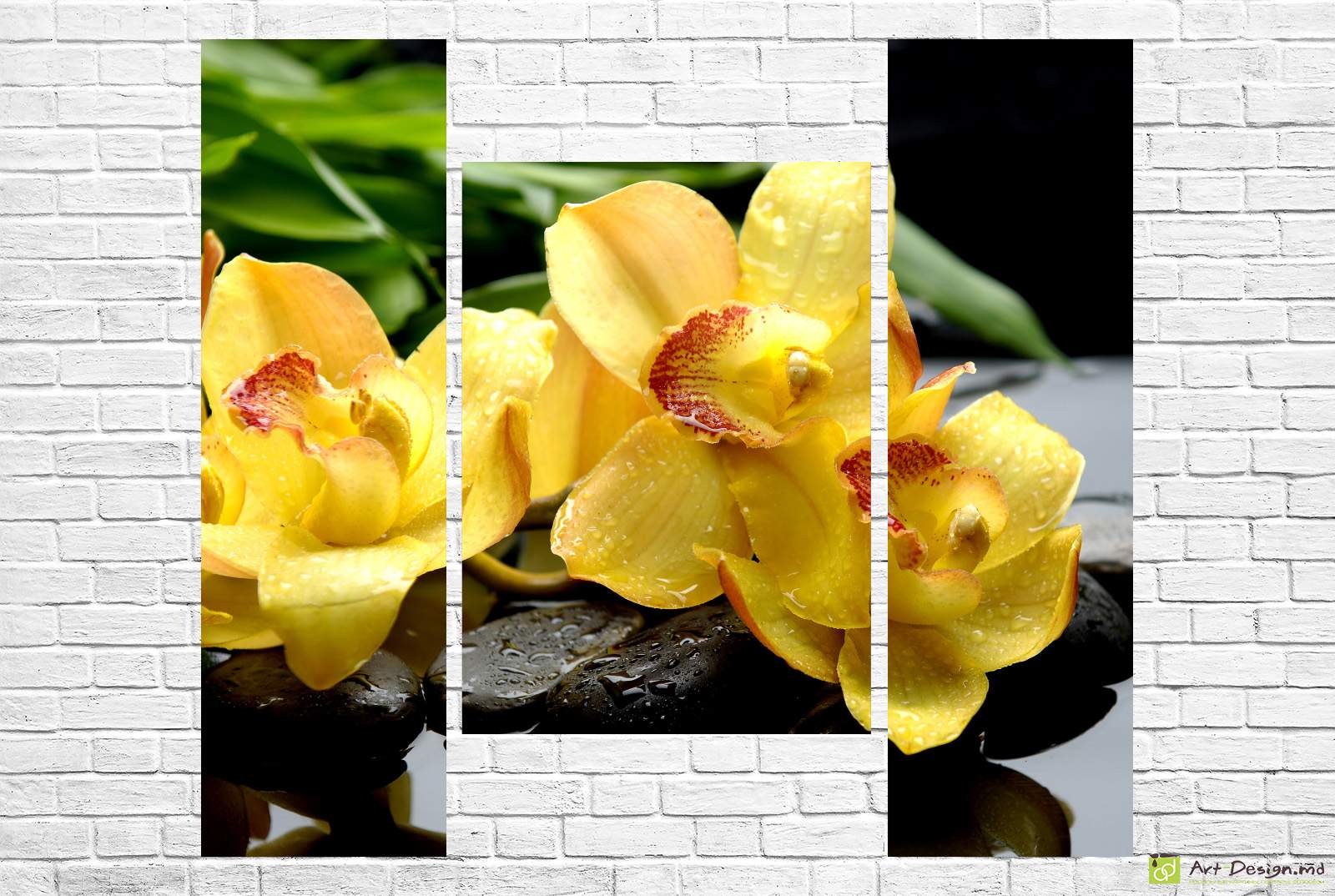 🌼 Tablou modular: Orhidee aurii zen