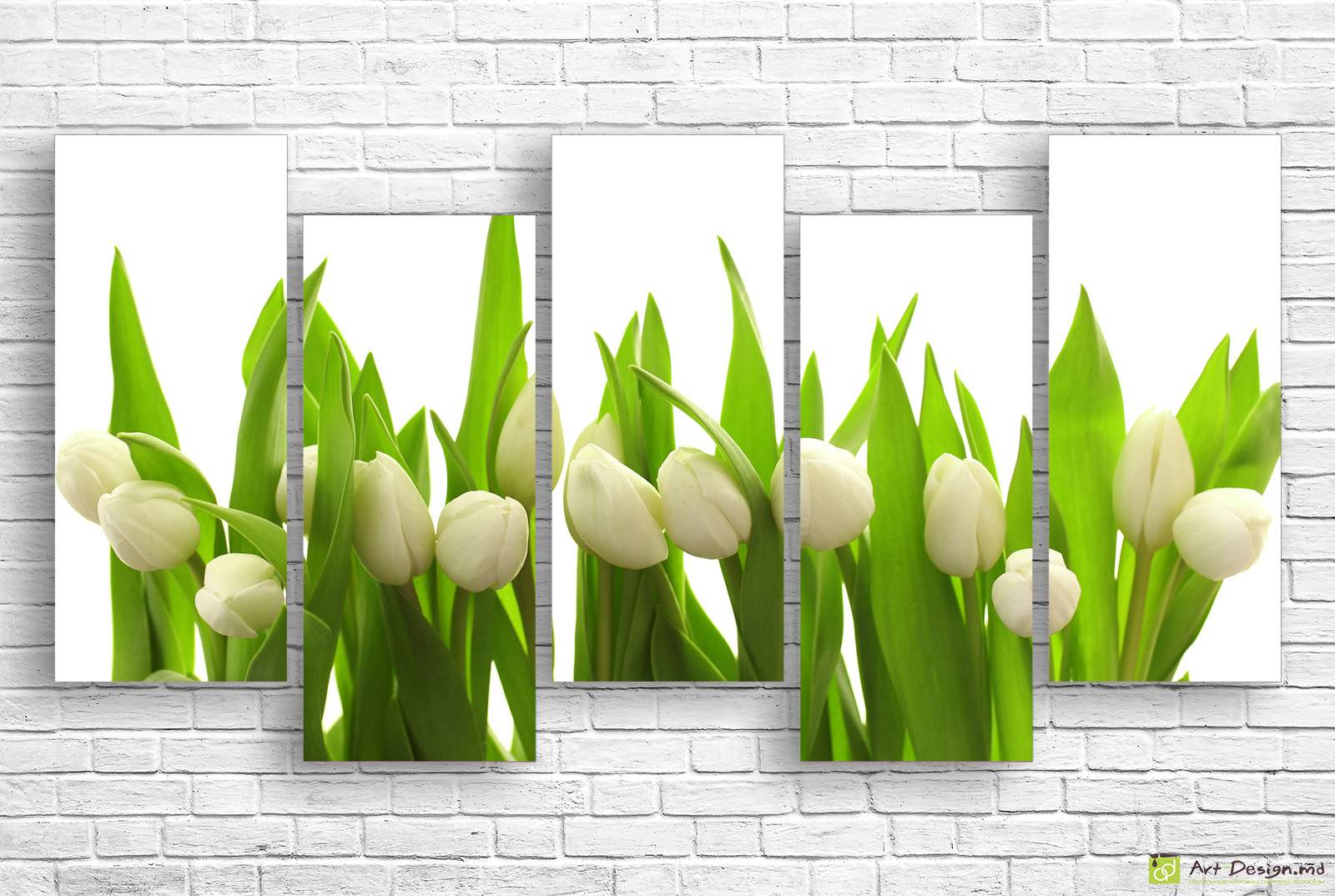 🤍 Модульная картина: Белые тюльпаны на светлом фоне