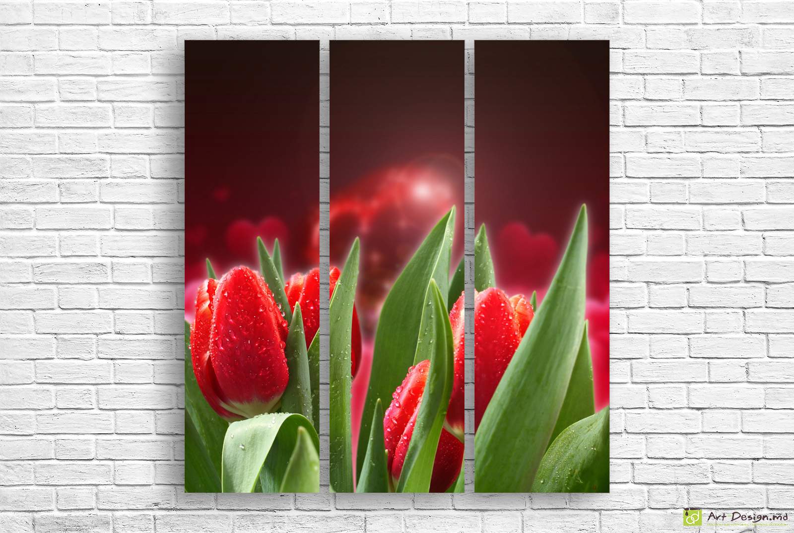 🌷 Модульная картина: Пылающие тюльпаны и роса