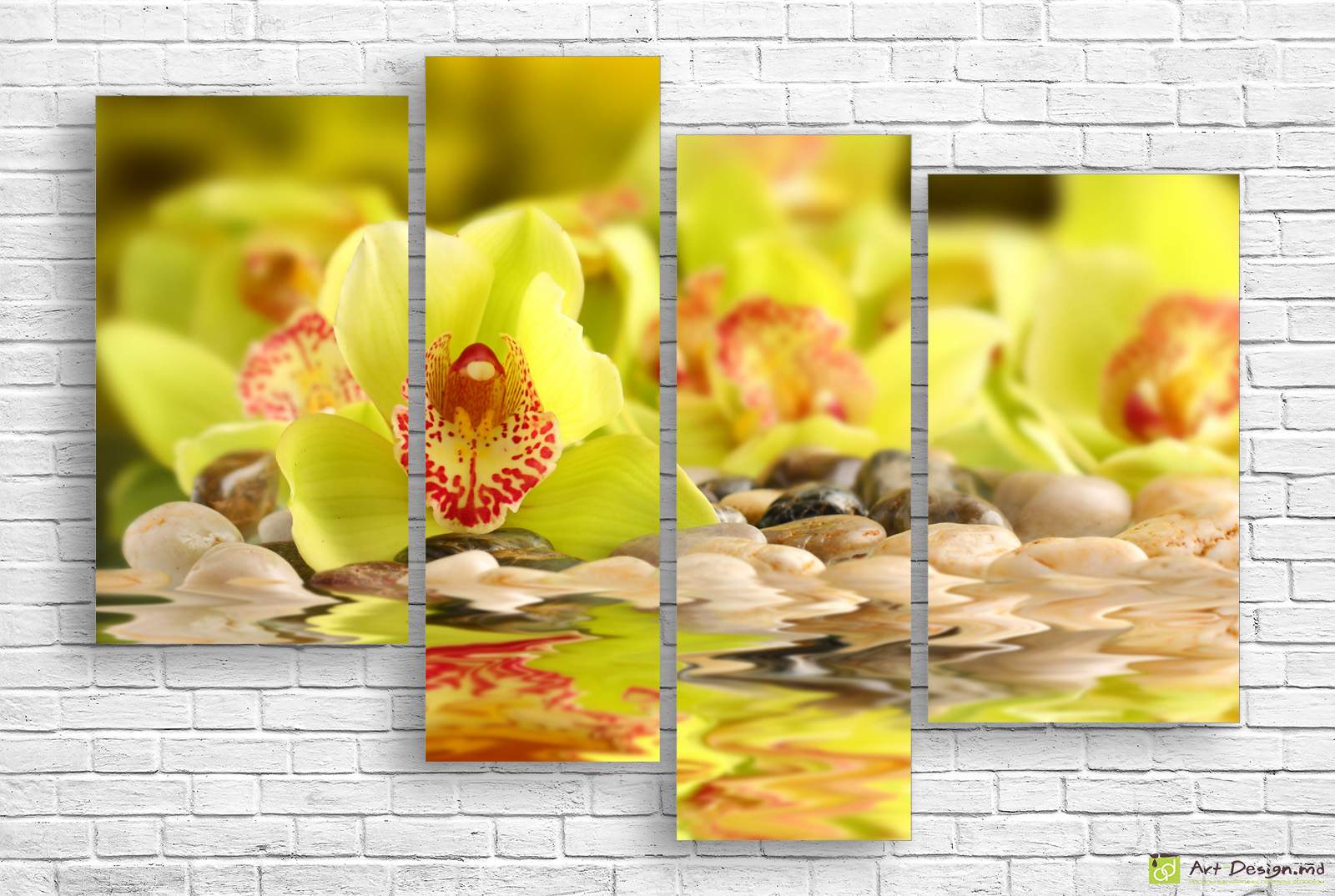 🌿 Модульная картина: Желтая Орхидея и Камни Дзен