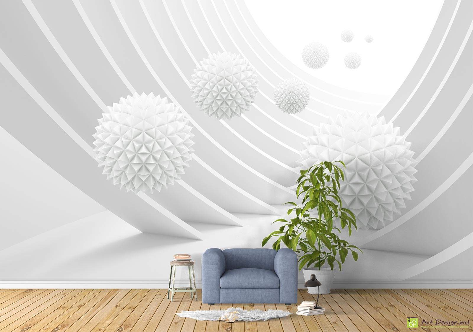 Фотообои с 3D эффектом - Туннель и шары_3