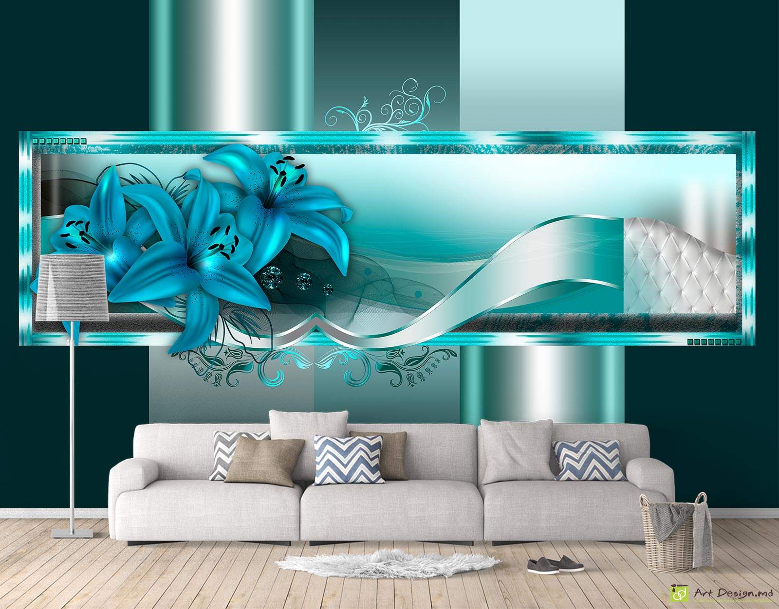 Фотообои на стену - Лилия на абстрактном фоне