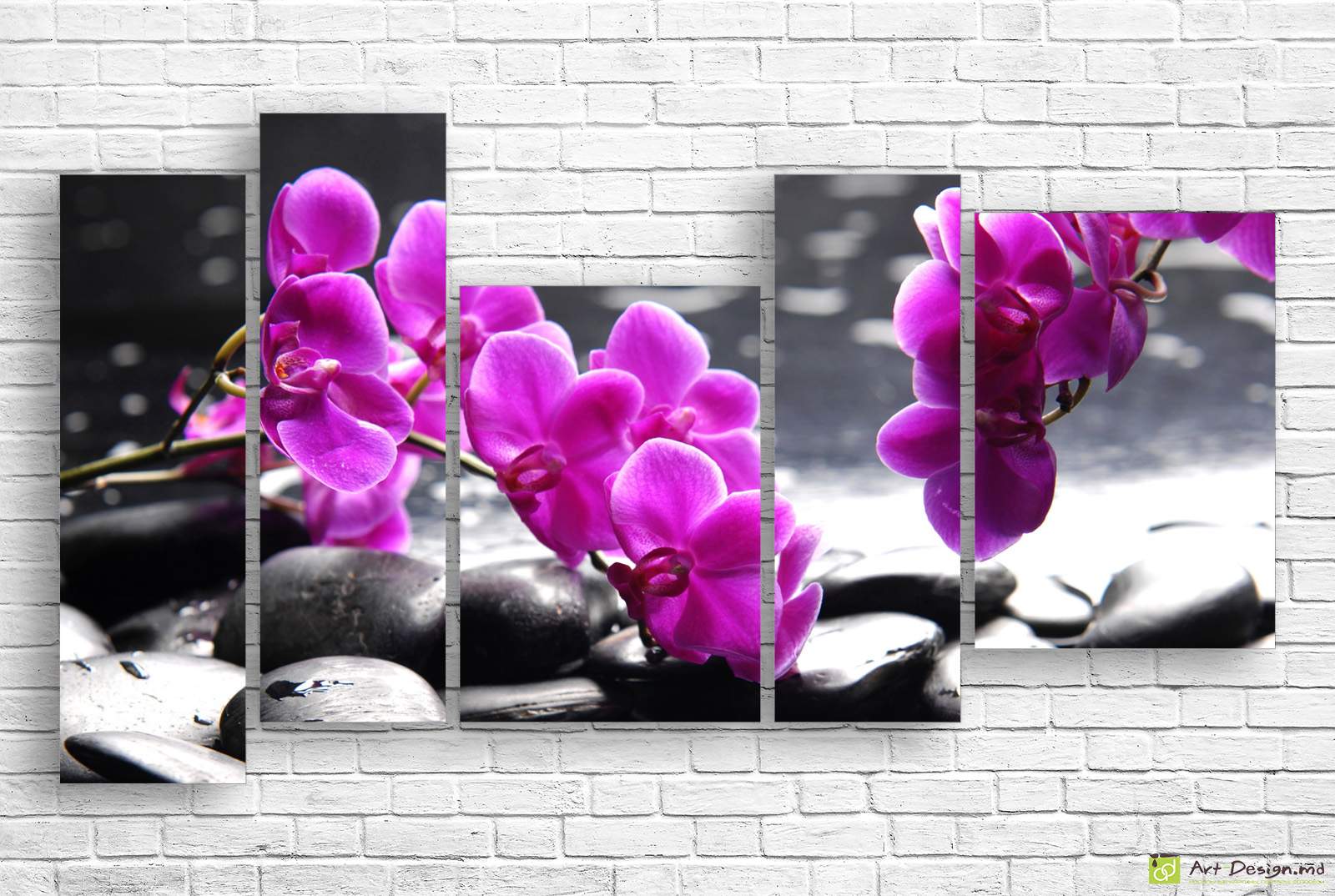 🌸 Модульная картина: Пурпурные орхидеи и дзен