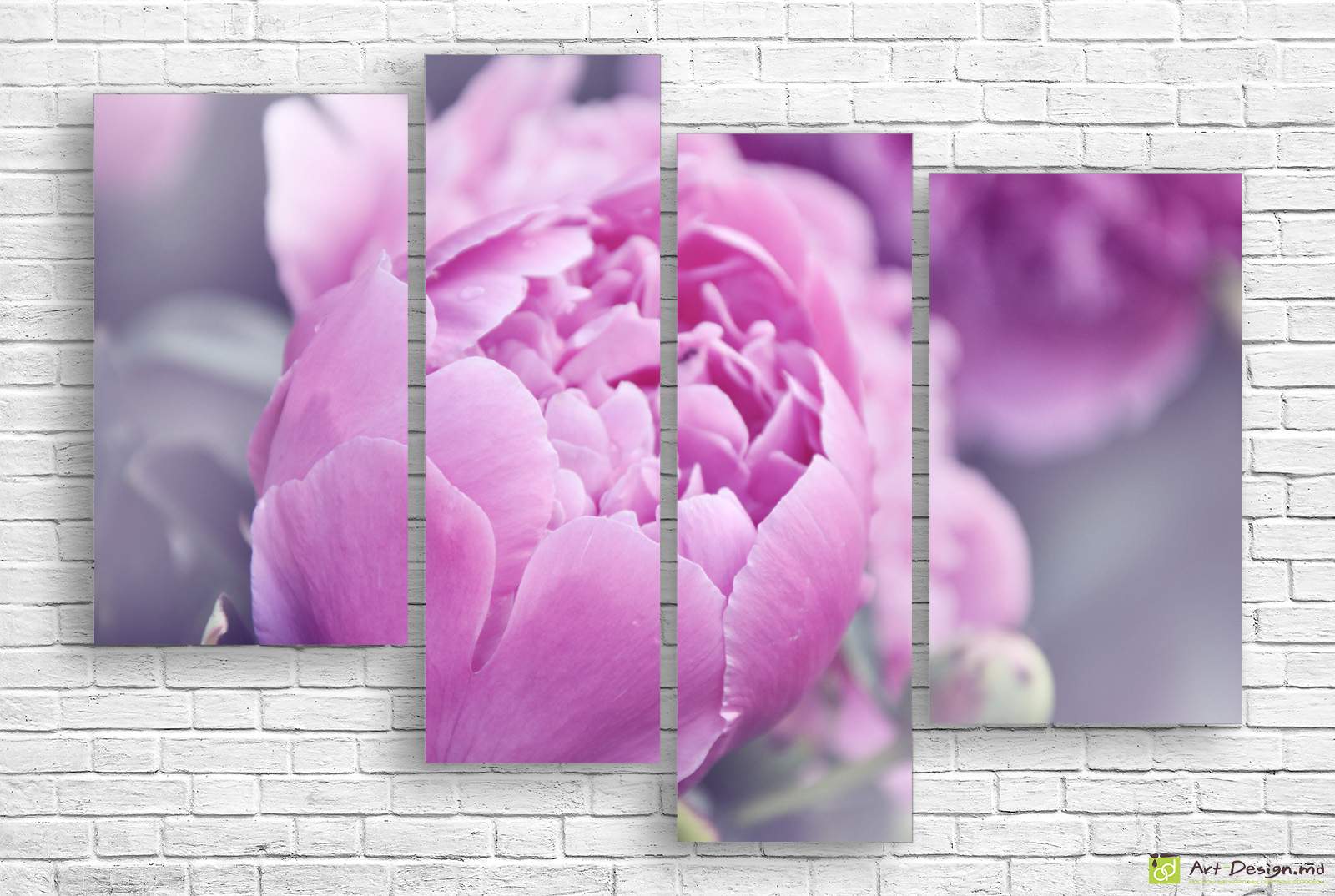 🌸 Tablou modular: Bujori roz bogați