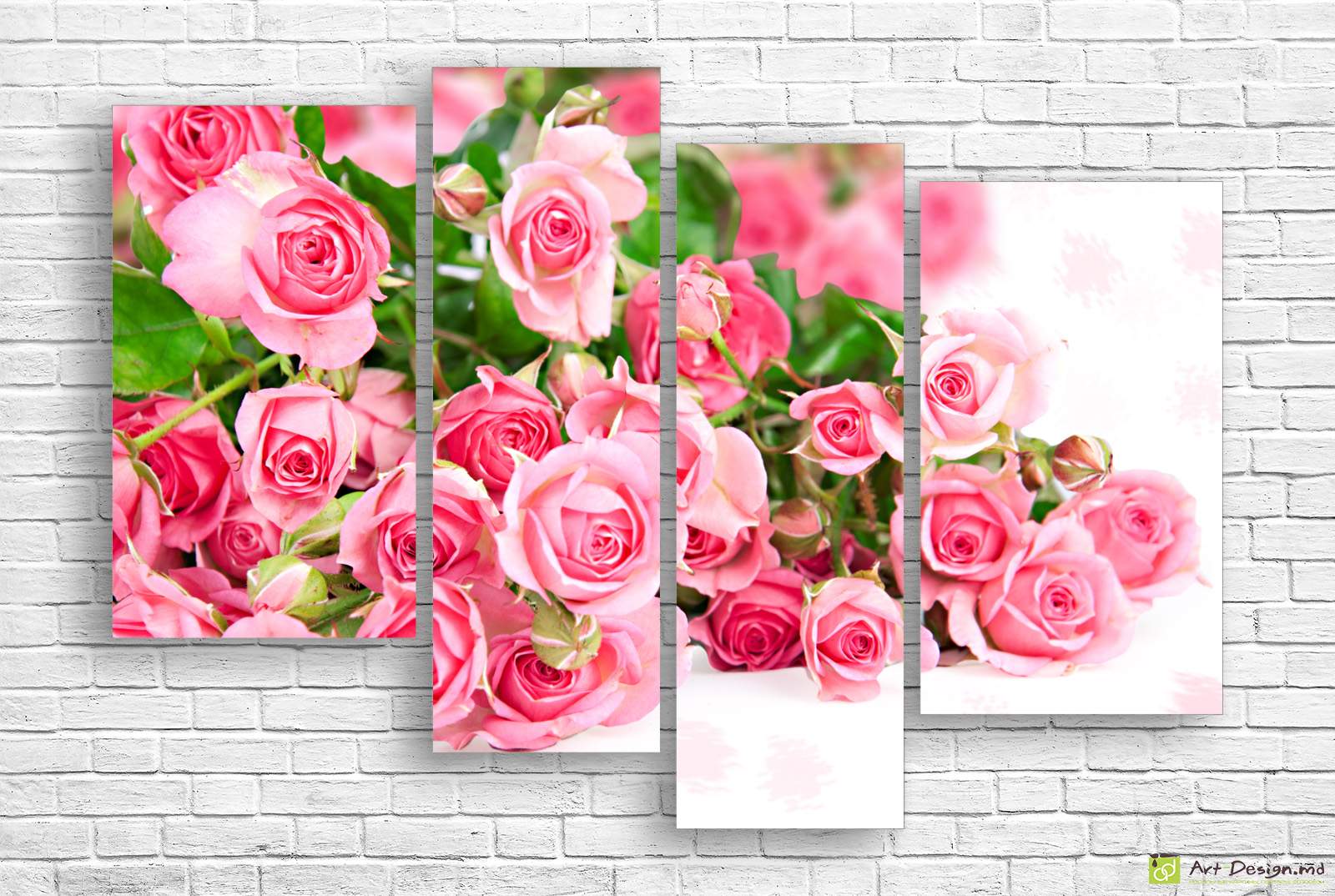 🌸 Tablou modular: Grădină delicată de trandafiri roz