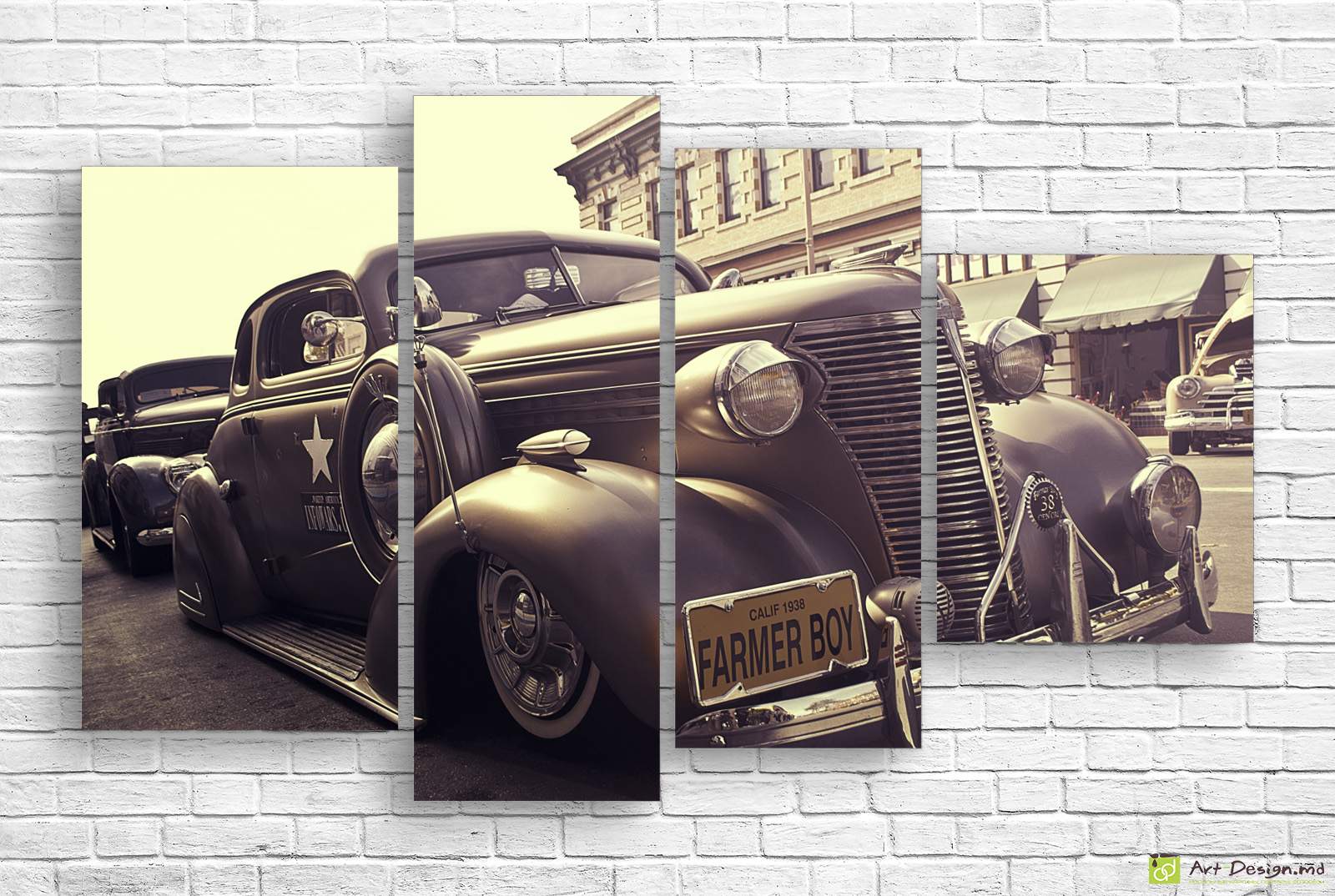 Модульная картина - Ретро машина