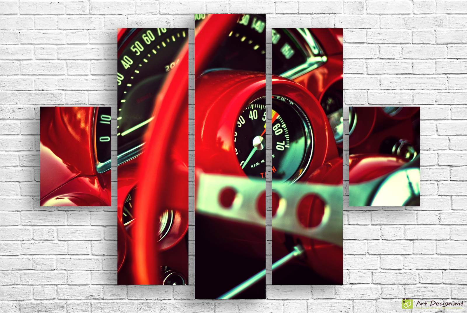 Tablou Multicanvas - Retro in roșu