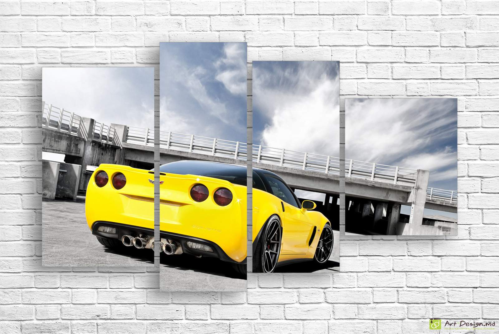 Модульная картина - Желтая гоночная