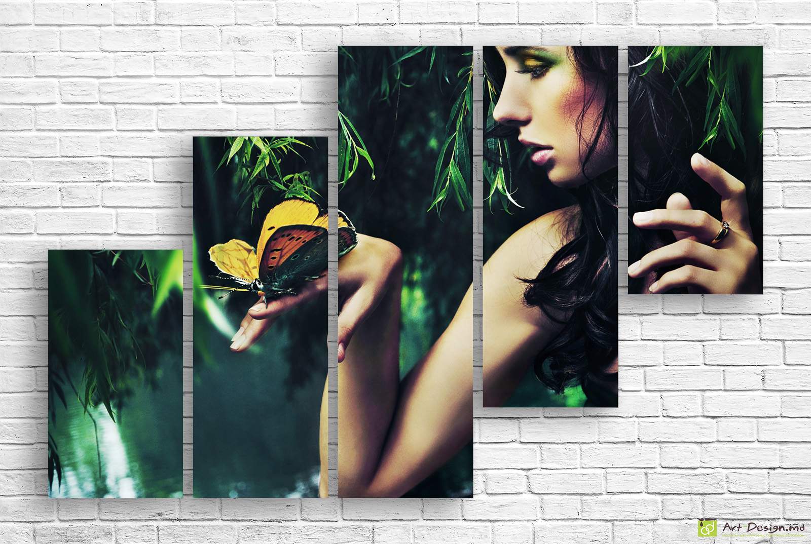 🦋 Модульная картина Девушка и бабочка в таинственном лесу