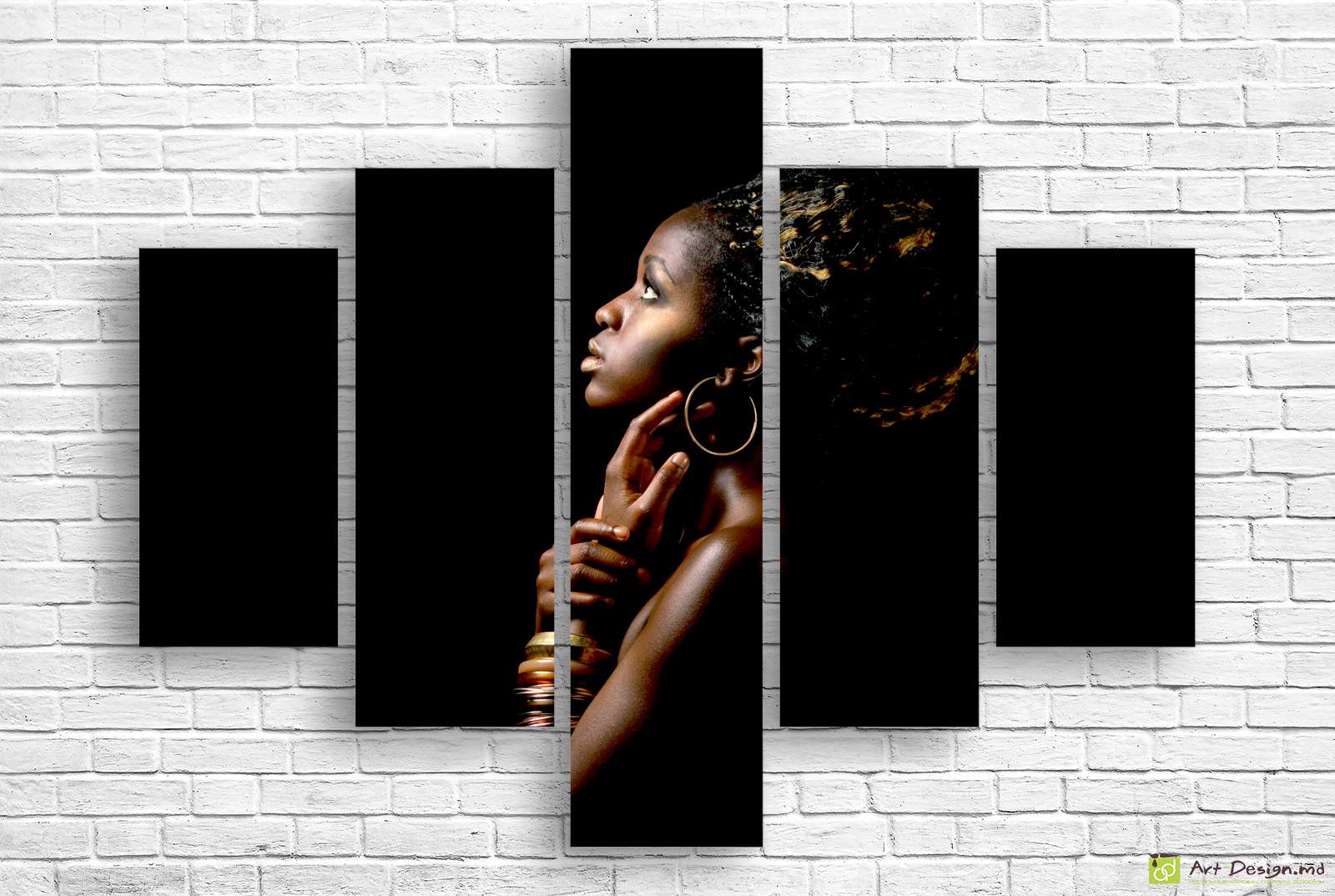 🖤 Tablou Portret de fată africană în tonuri întunecate