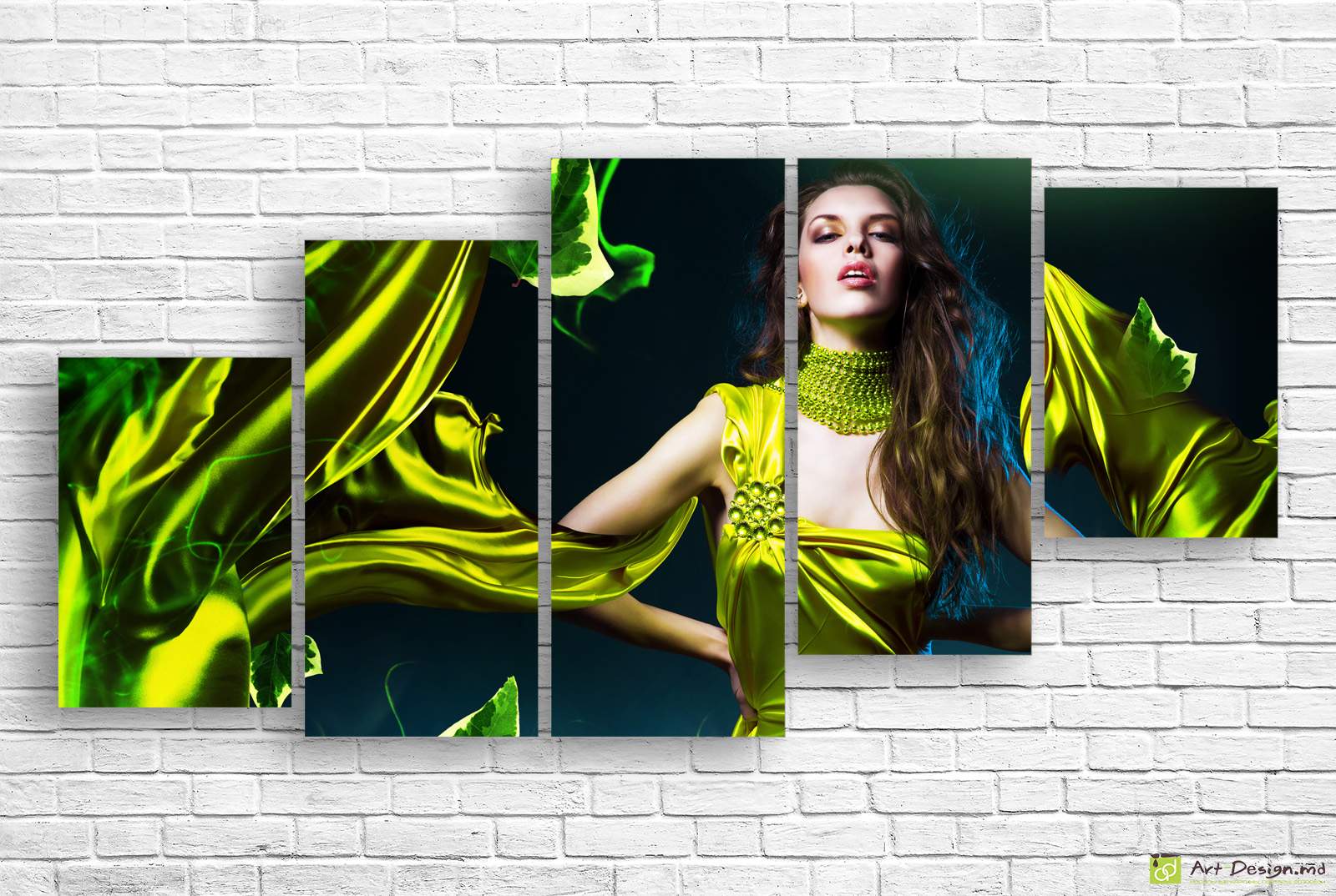 👗 Модульная картина Элегантное зеленое порхание