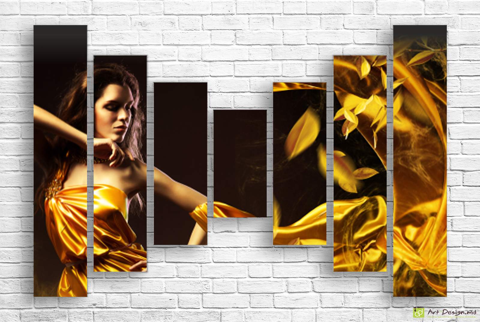 ✨ Модульная картина Девушка в золотом платье