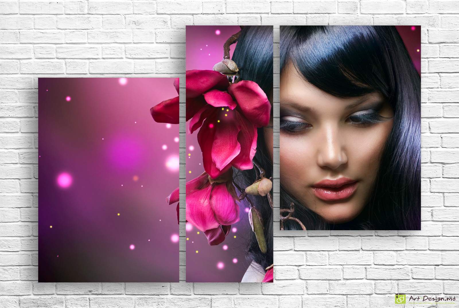 🌺 Tablou modular „Orhidee și portret feminin”