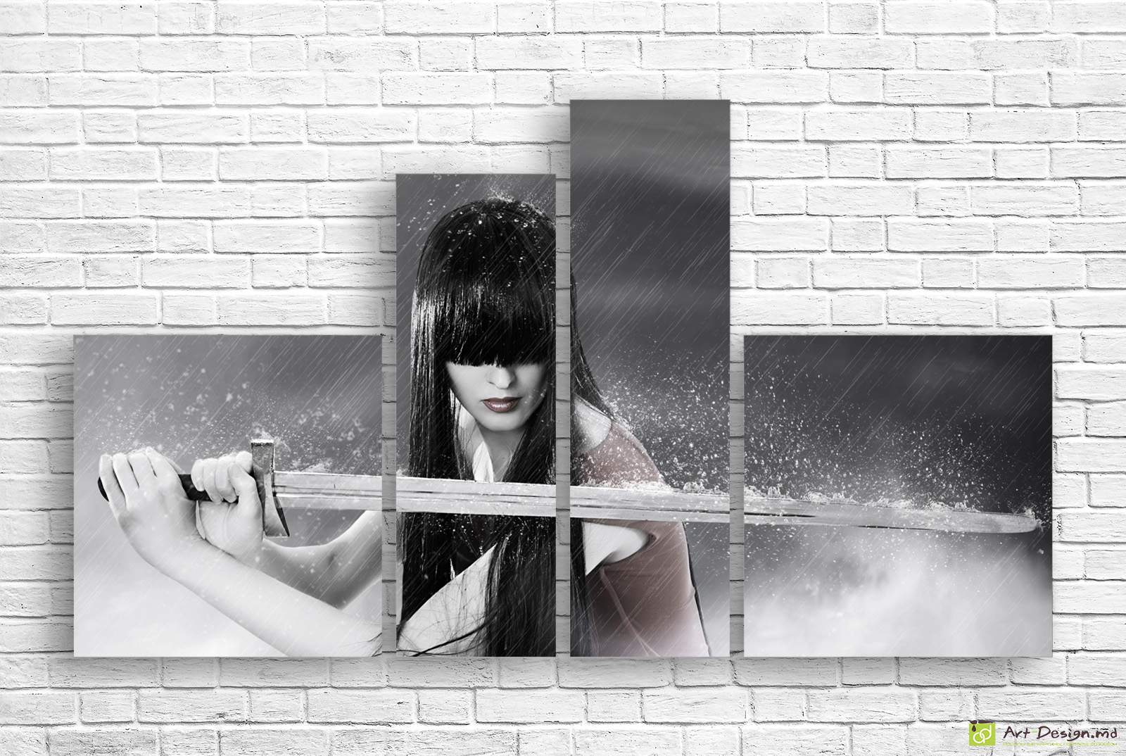 ⚔️ Модульная картина Девушка-самурай под дождем