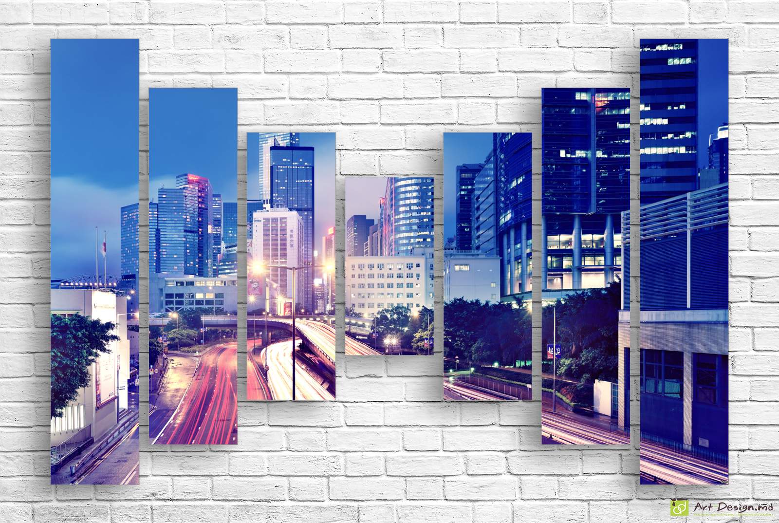 🌃 Tablou modular „Metropolă nocturnă cu lumini urbane”