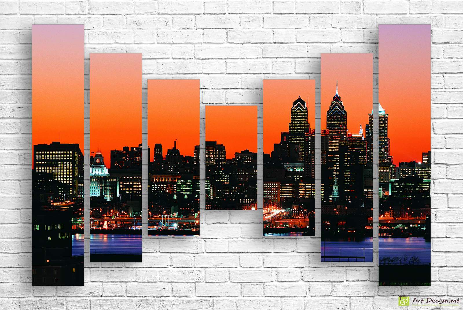 🌇 Tablou modular Philadelphia: Apus portocaliu