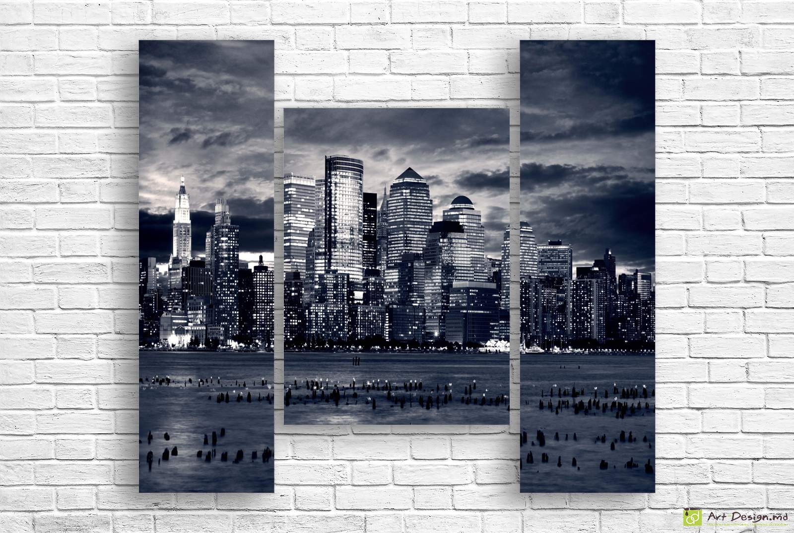 🏙️ Tablou modular alb-negru: Manhattan în amurg