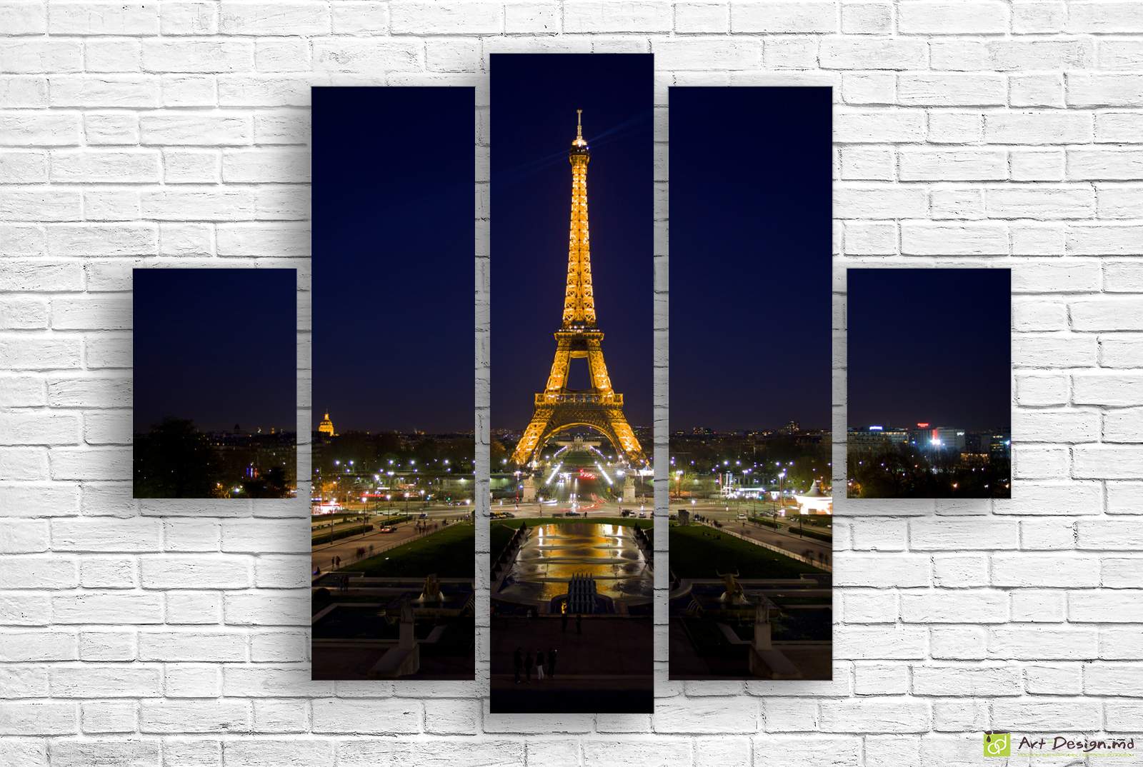 🗼 Tablou modular „Turnul Eiffel noaptea”