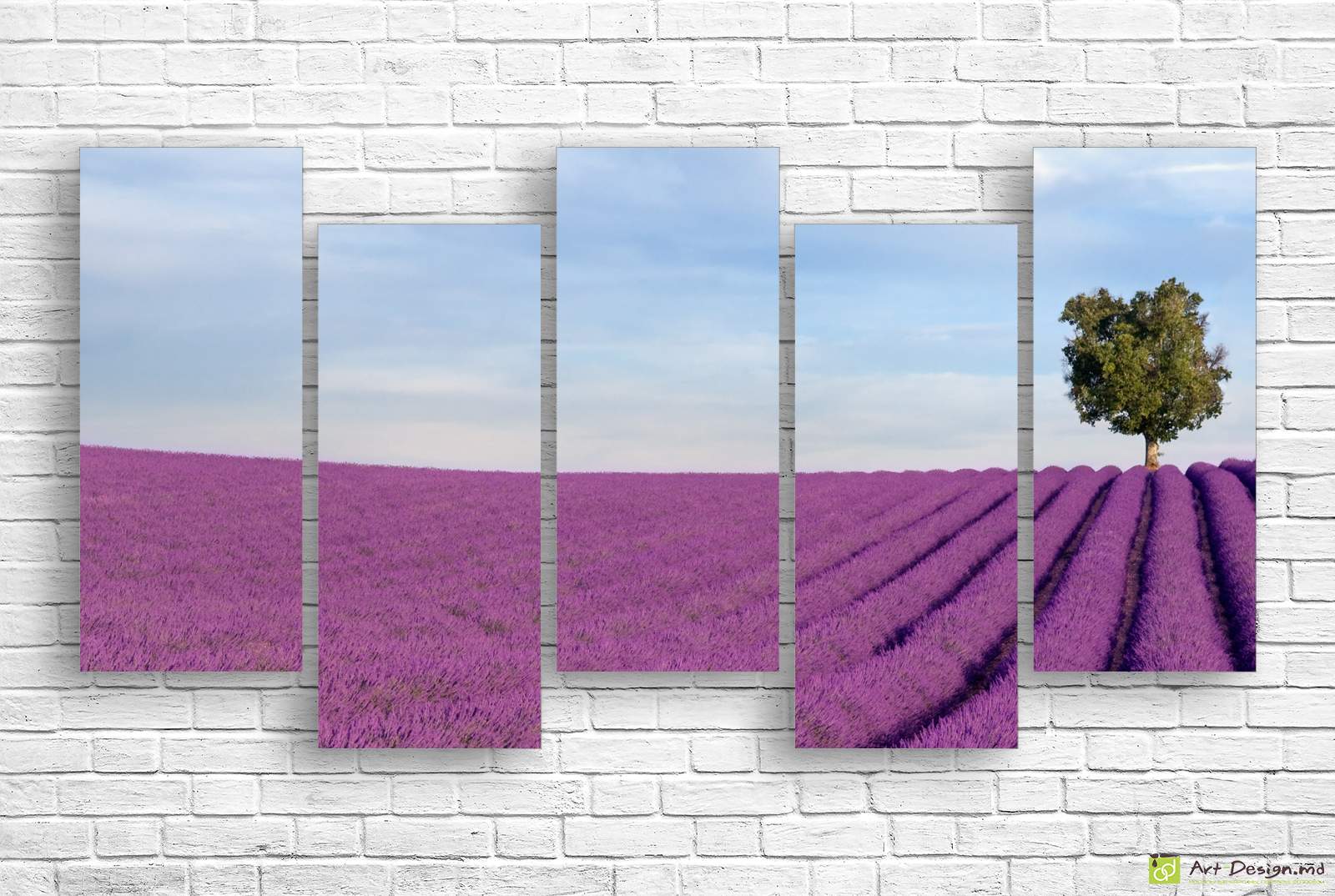 💜 Tablou modular Câmp infinit de lavandă cu un copac
