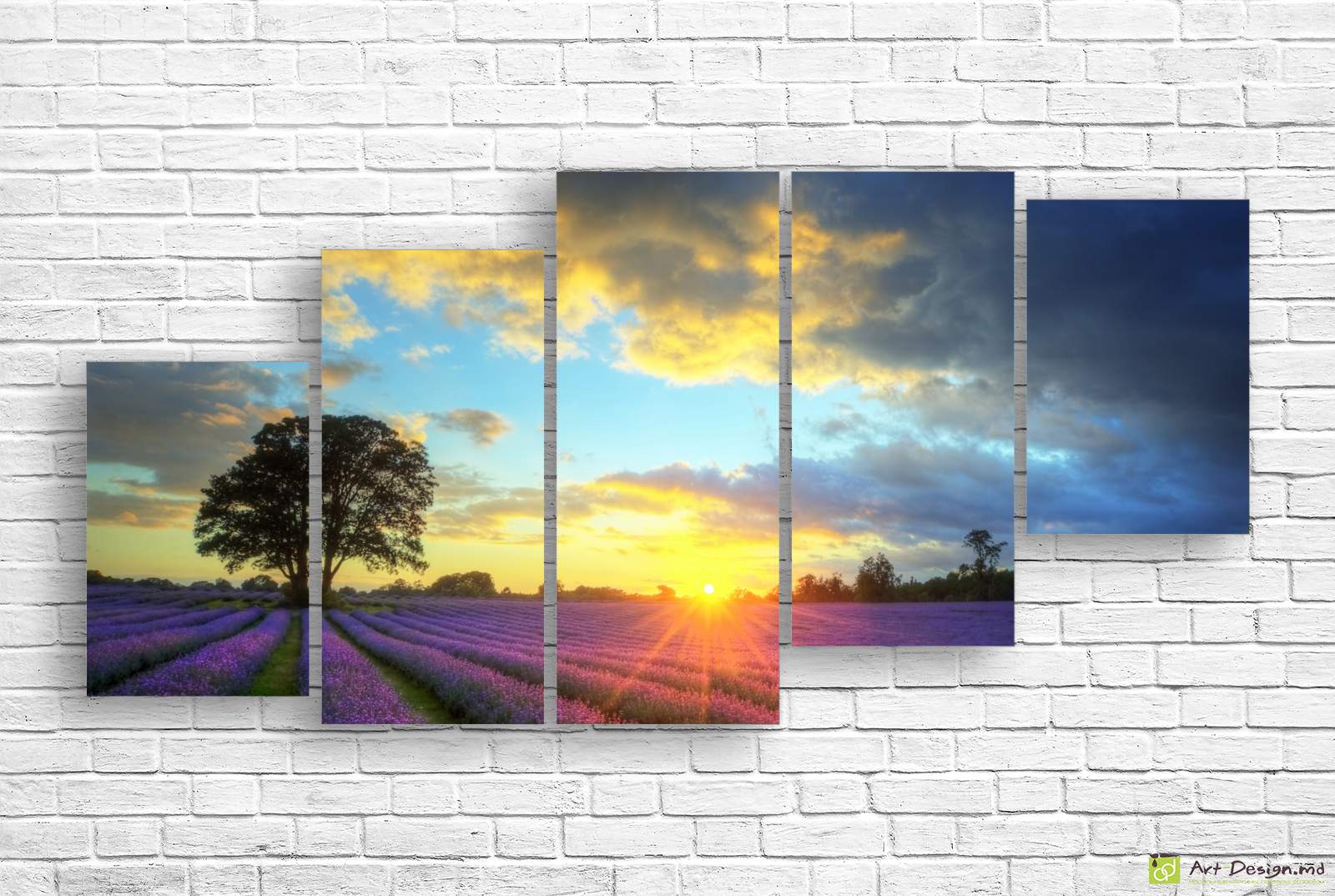 💜 Модульная картина Лаванда в сумерках на закате