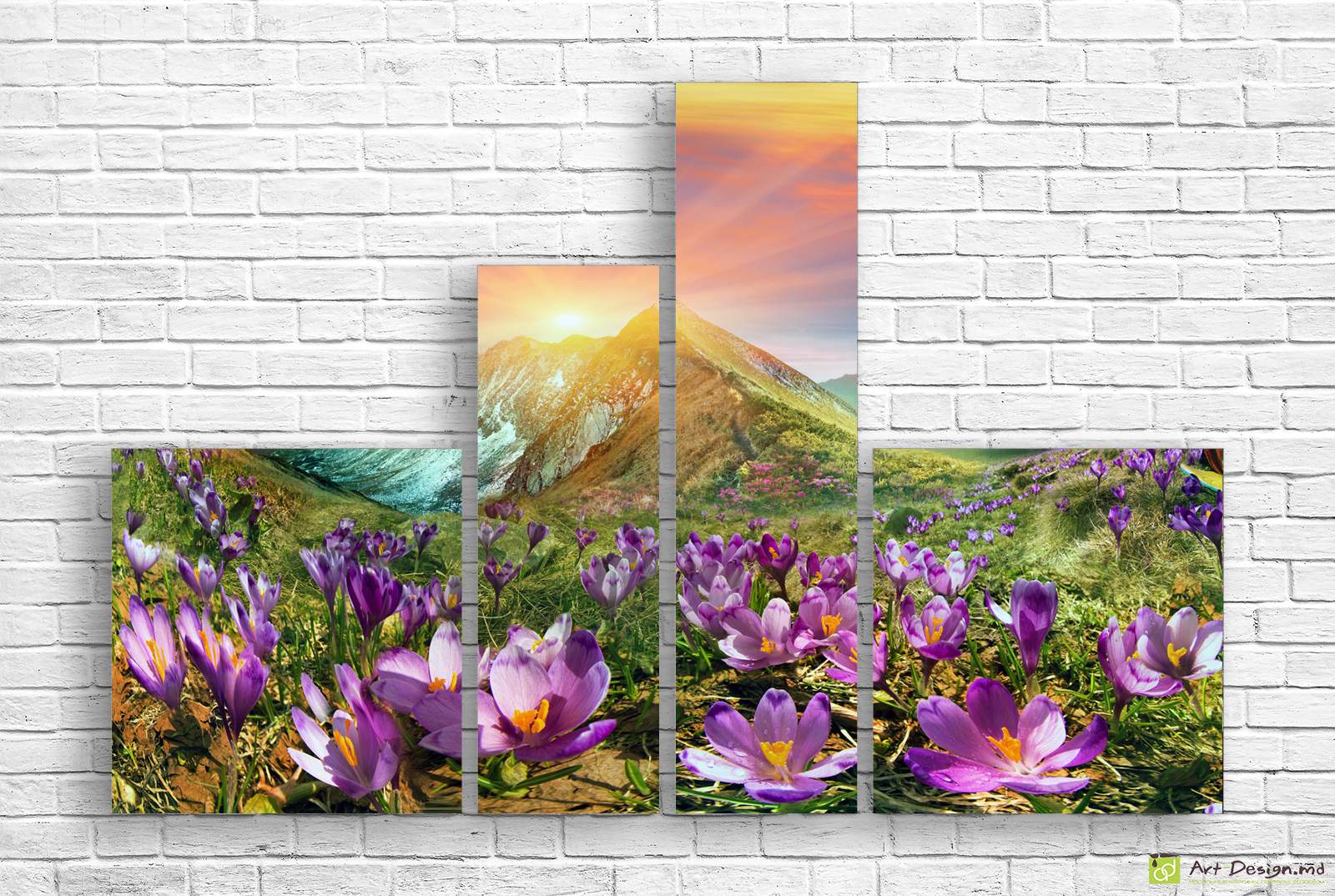 🌸 Tablou modular „Munți și brândușe”
