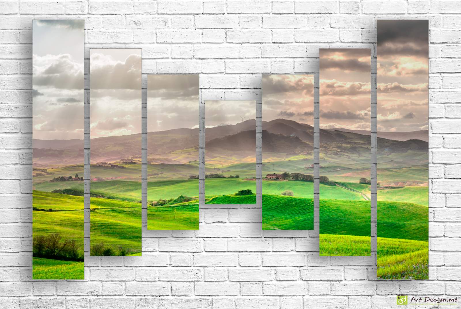 🌄 Tablou modular Dealurile Toscanei sub cer înnorat