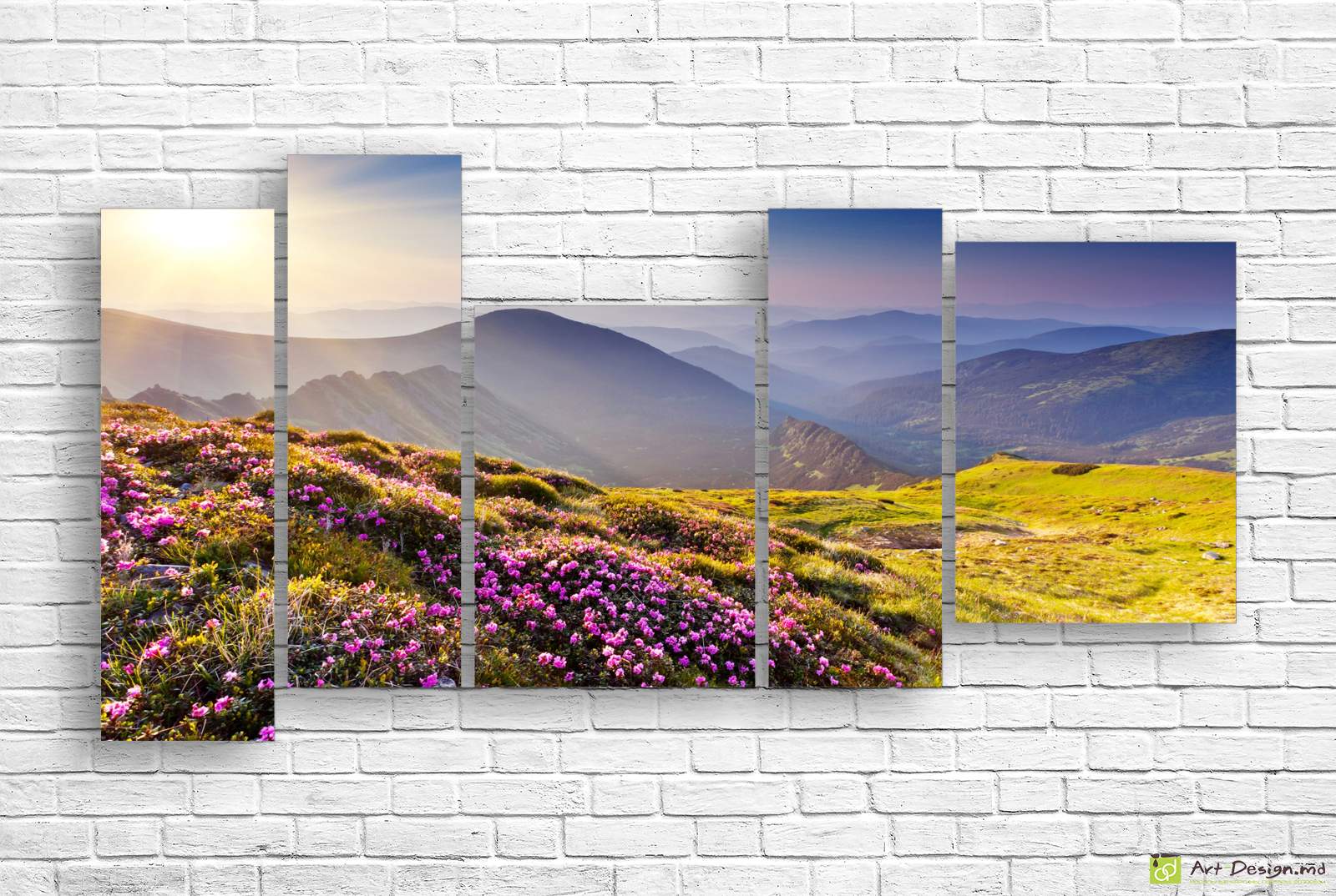 🌄 Tablou modular Răsărit montan și rododendroni