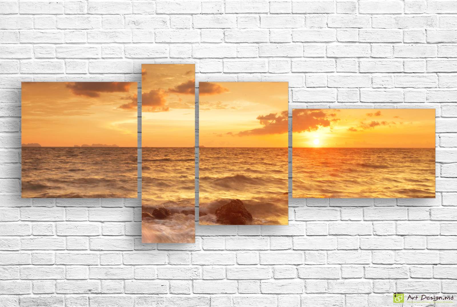 🌅 Модульная картина Золотой закат на морском побережье