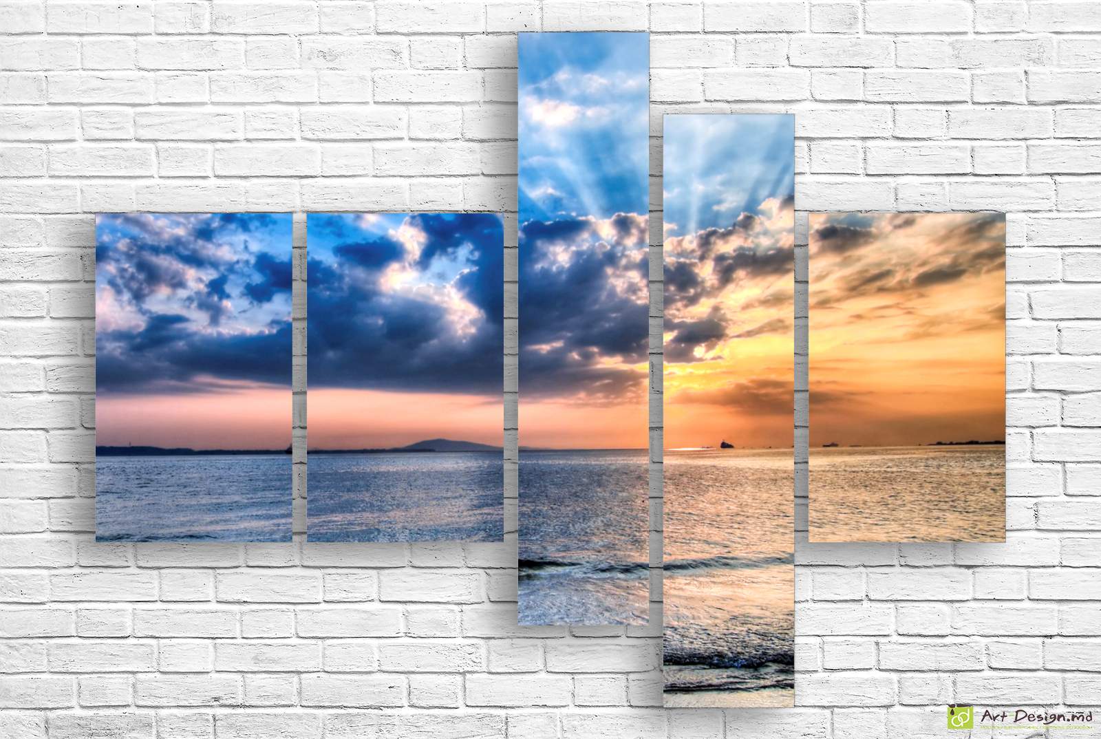 🌅 Tablou modular Nori furtunosi peste mare la apus