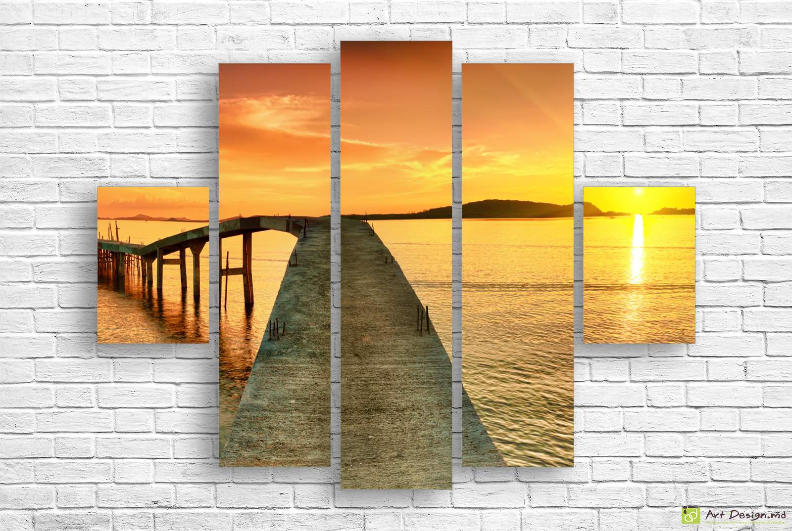 🌅 Tablou modular Moll infinit in aurul apusului