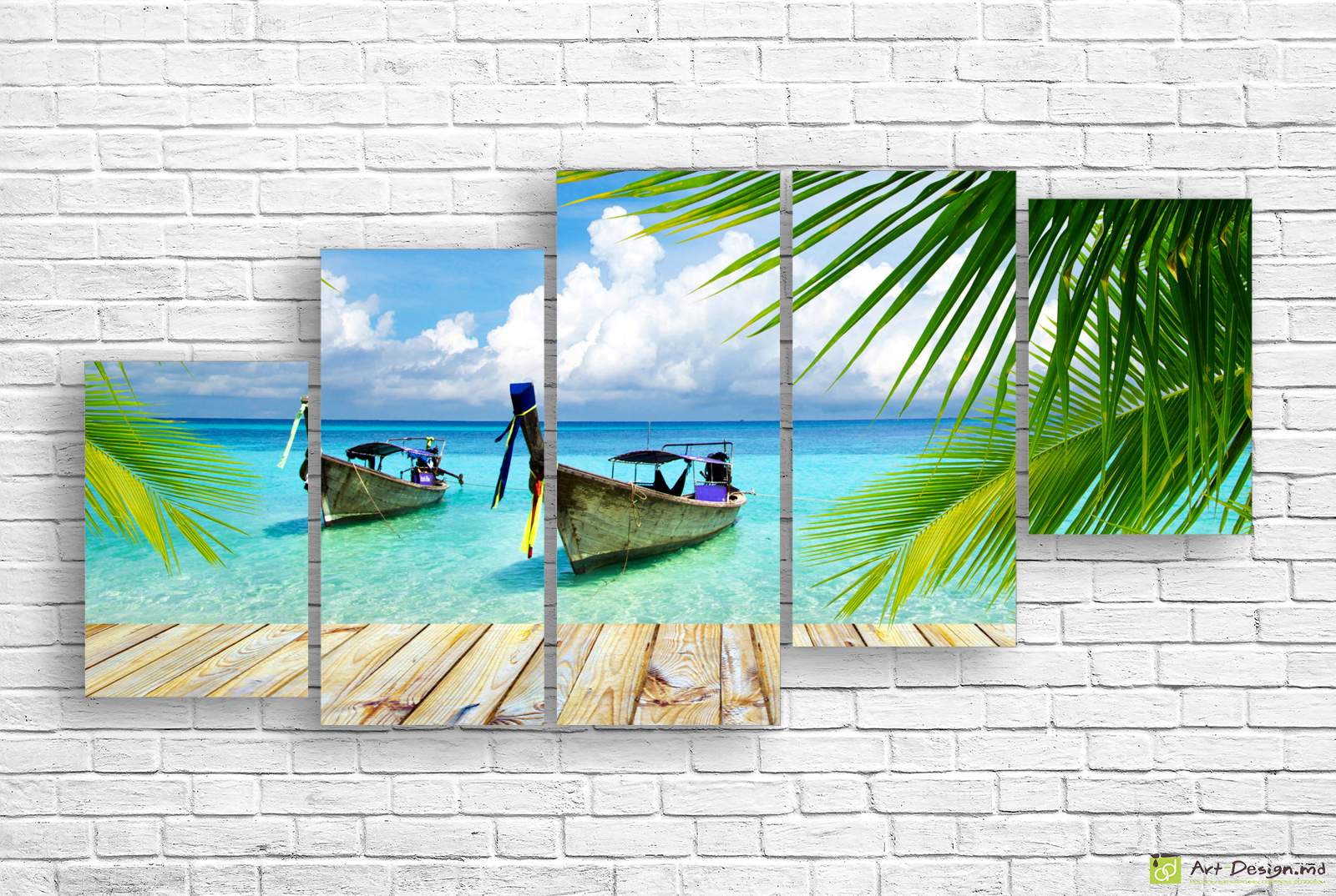 🌴 Модульная картина Тропический рай с лодками