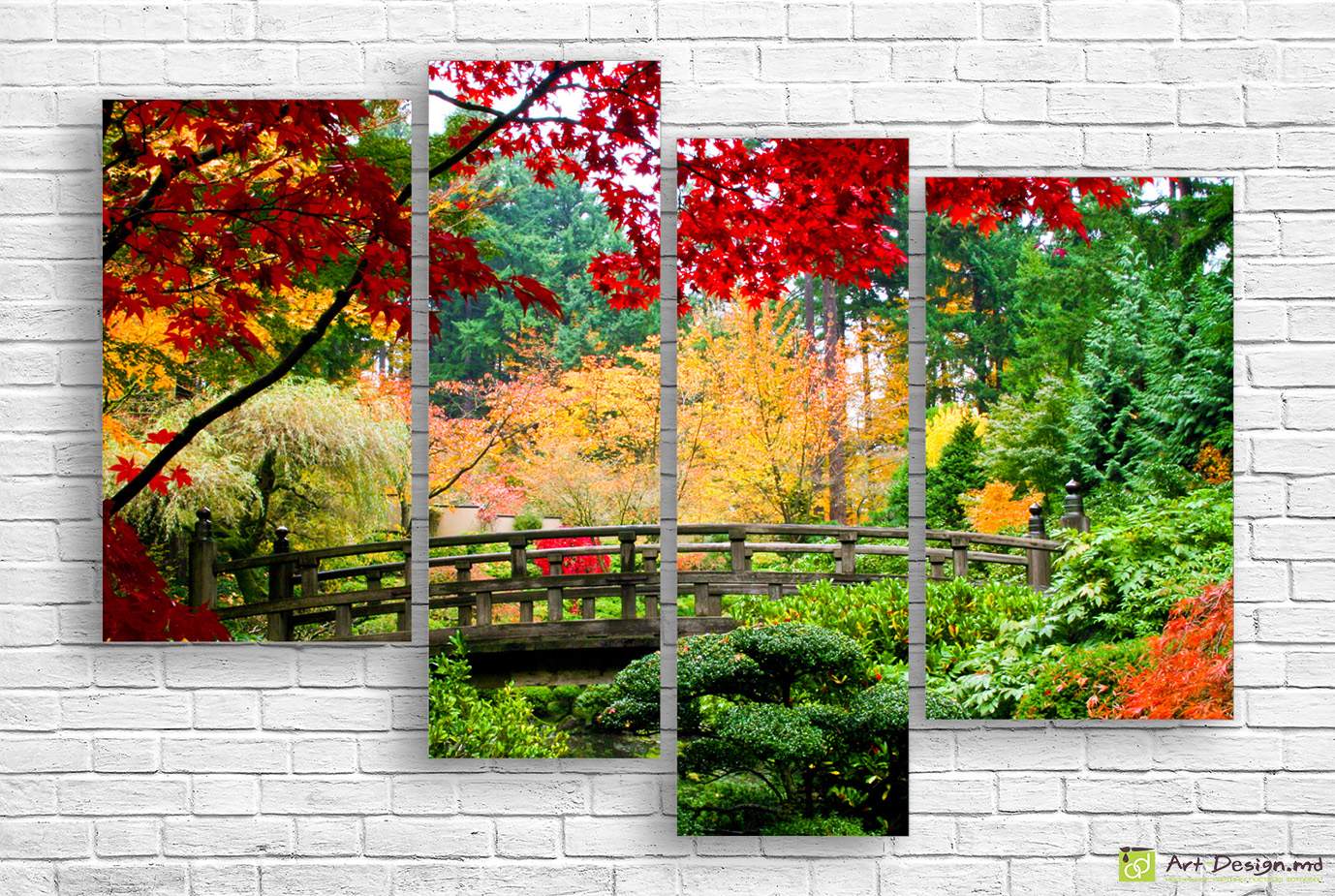 🍁 Модульная картина Японский сад с красным кленом