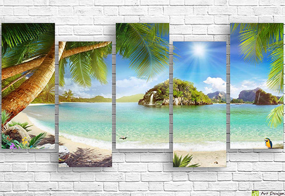 🏝️ Модульная картина «Морской пляж» на холсте