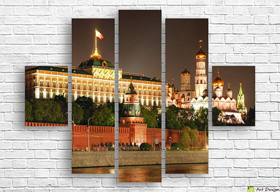 🏰 Tablou modular: Moscova noaptea și Kremlinul