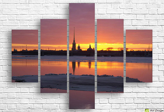 🌅 Tablou modular „Apus peste oraș”