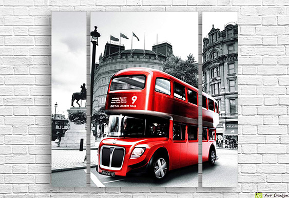 🇬🇧 Tablou modular: Autobuzul roșu din Londra
