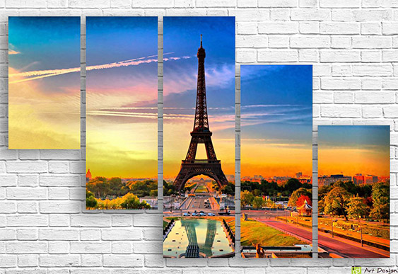 🇫🇷 Модульная картина Эйфелева башня на закате
