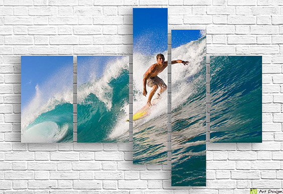 🏄 Модульная картина Сёрфер на большой океанской волне