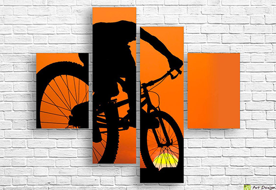 🚴 Tablou modular Siluetă de ciclist la apus