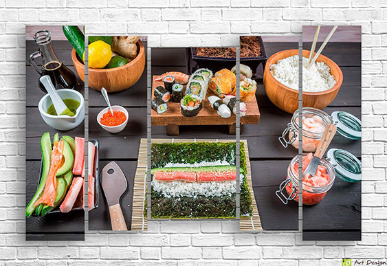 Tablou Multicanvas - Sushi cu pește roșu