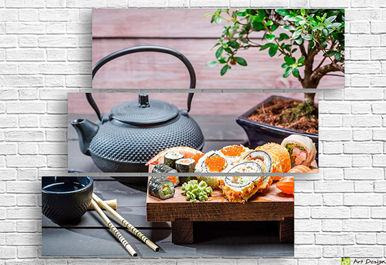 Tablou Multicanvas - Sushi cu pește roșu