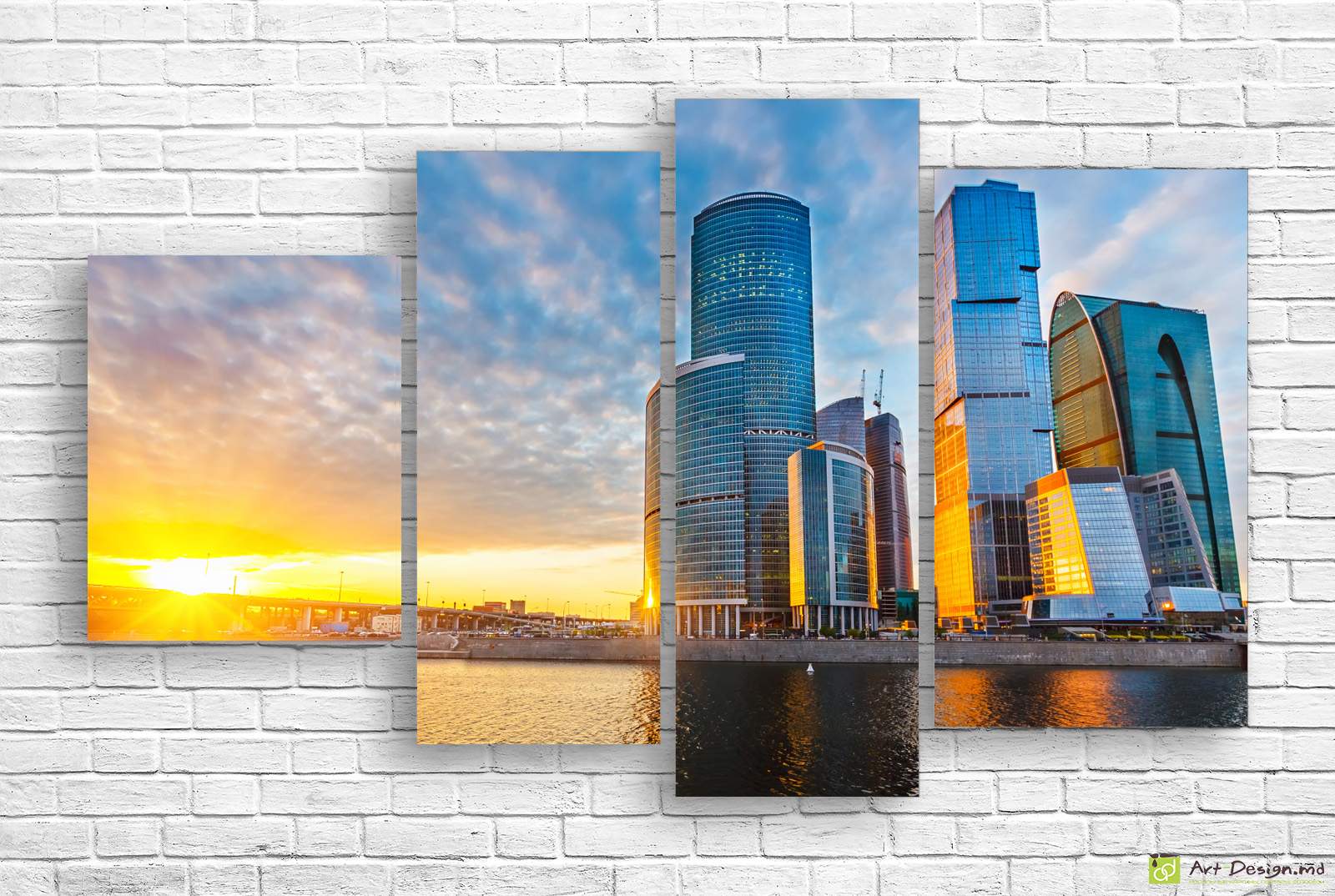 🌇 Tablou modular „Oraș modern la apus”