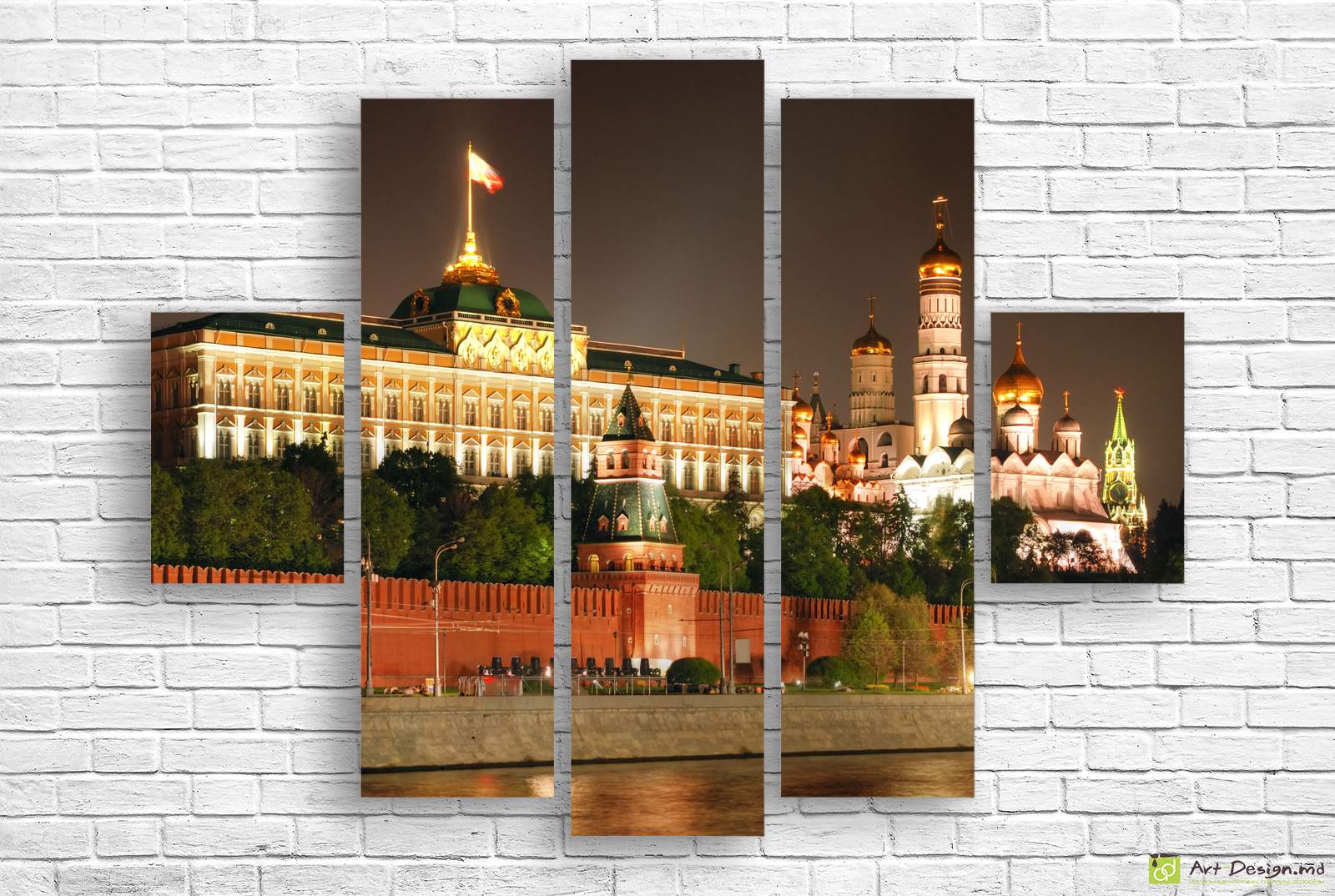 🏰 Модульная картина: Ночная Москва и Кремль