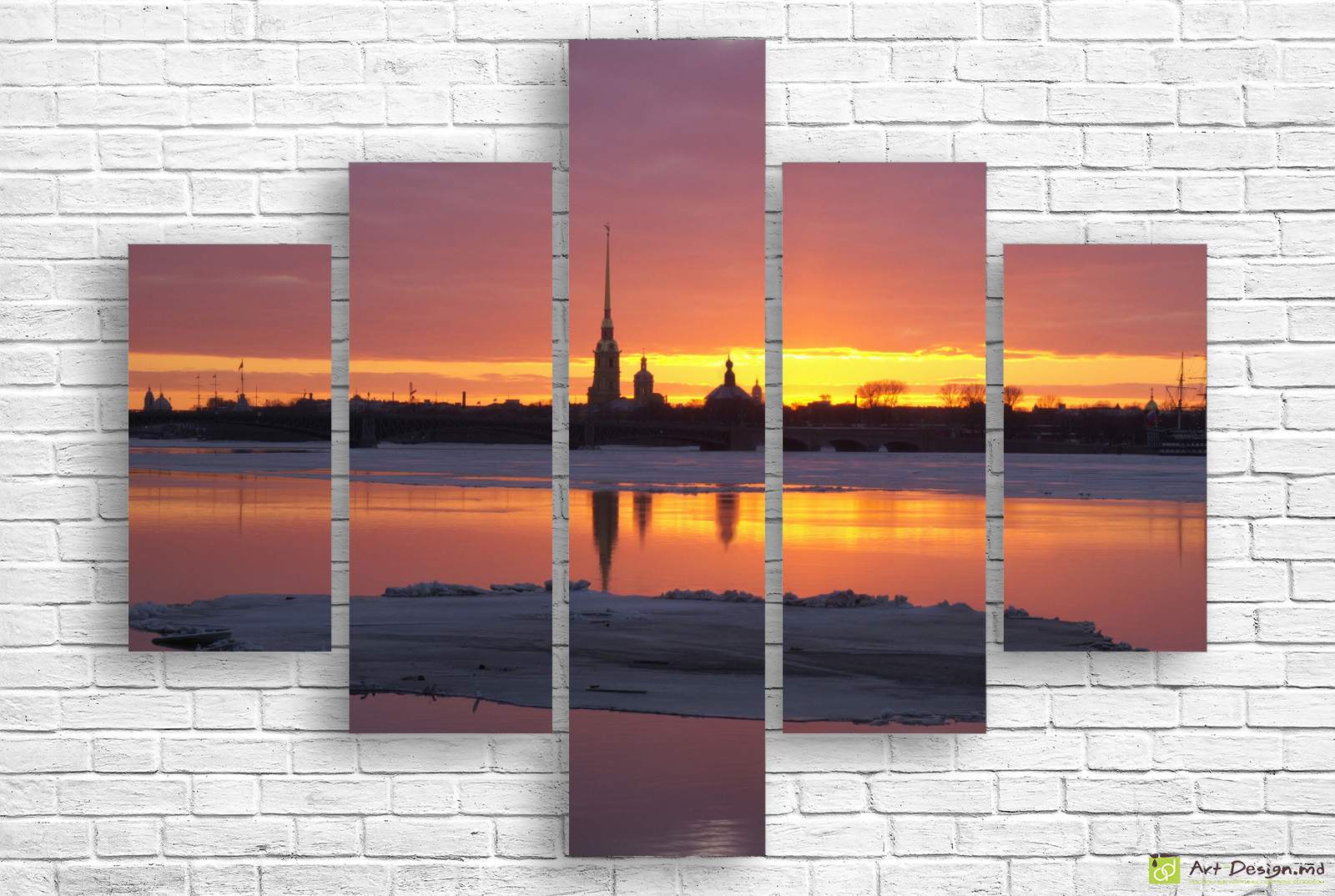 🌅 Tablou modular „Apus peste oraș”