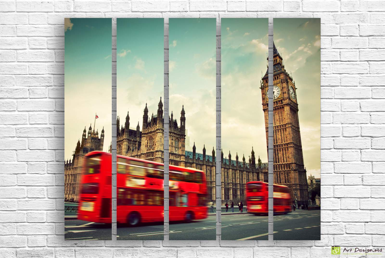 🚌 Tablou modular „Londra. Autobuzul roșu”