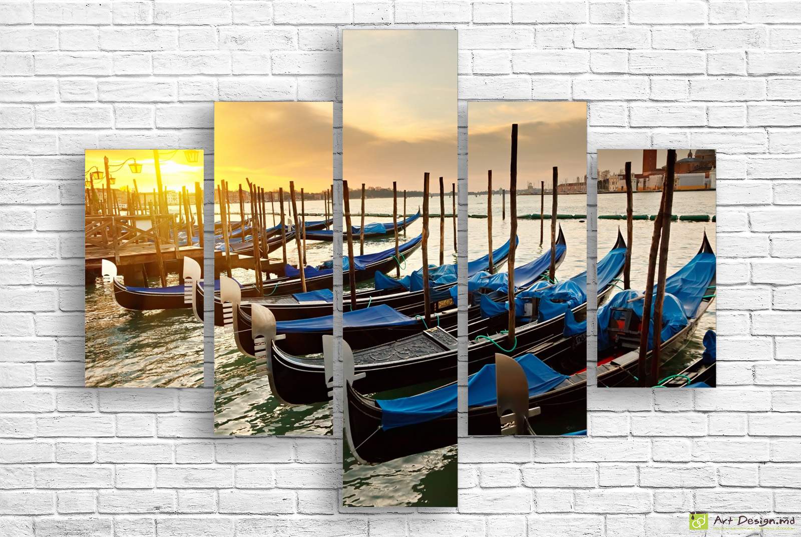 🇮🇹 Tablou modular: Gondole la apus