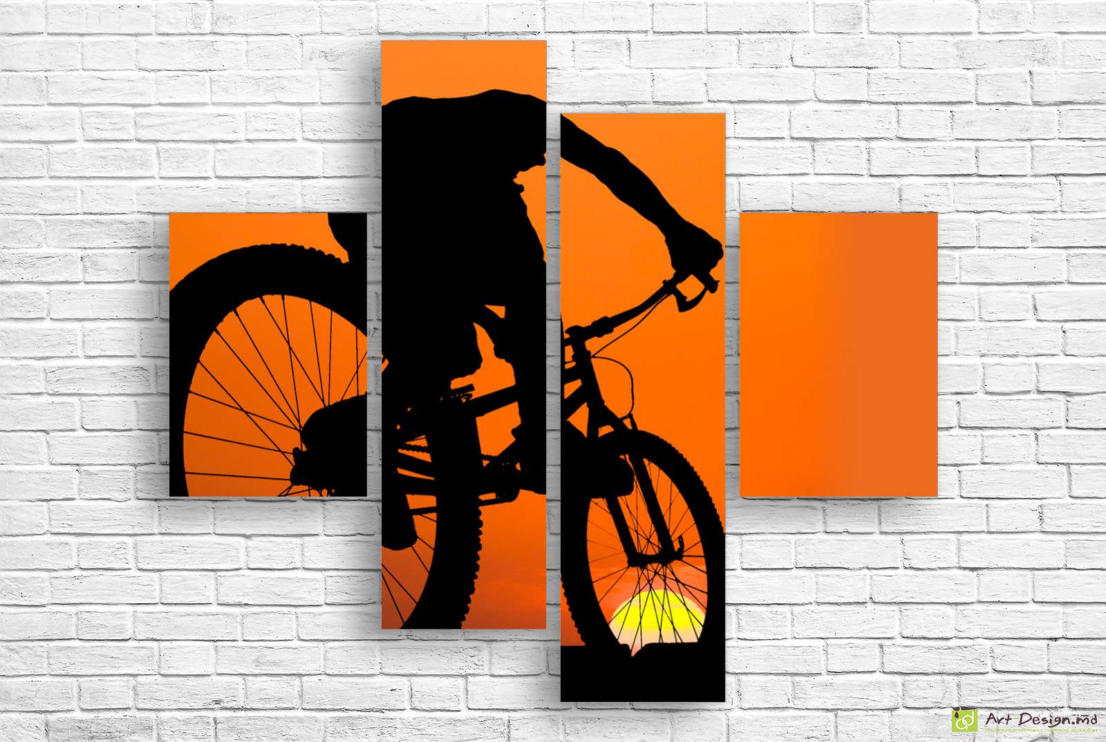 🚴 Tablou modular Siluetă de ciclist la apus