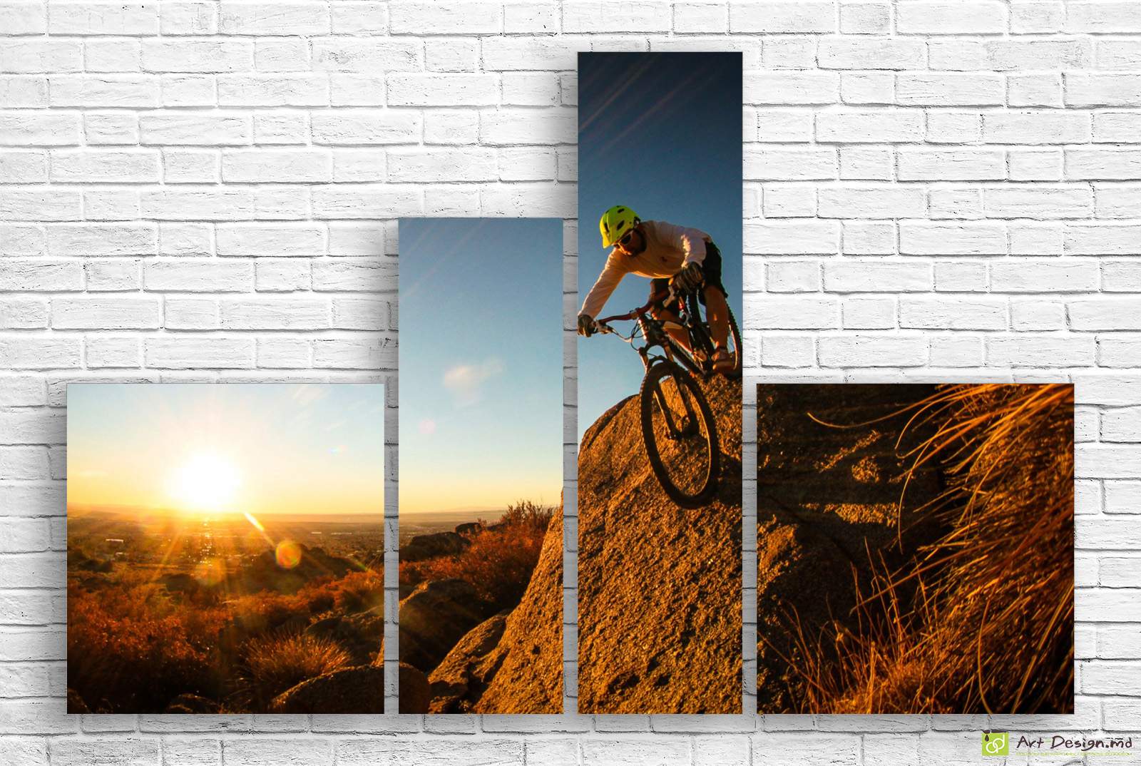 🚵 Tablou modular Mountainbiker pe stâncă