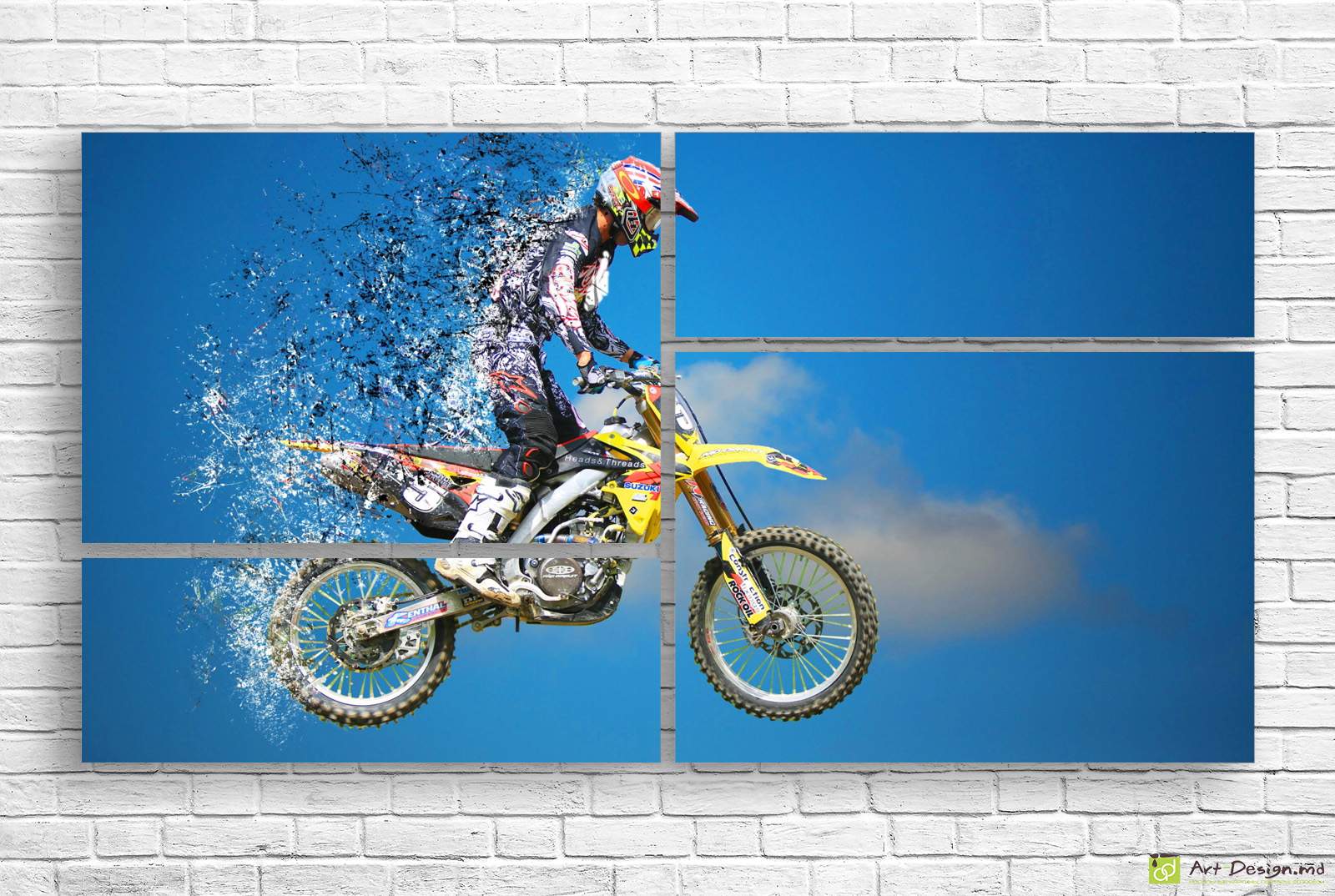 🏍️ Tablou modular Motocros salt de motociclist în cer